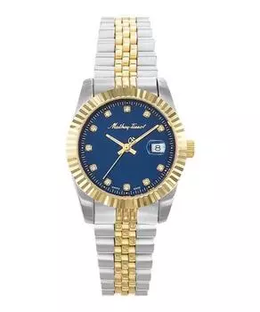 Mathey-Tissot Mathy III Двухцветные кварцевые женские часы с синим циферблатом из нержавеющей стали D810BBU синий