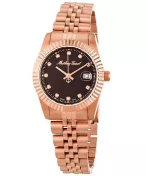 Mathey-Tissot Mathy III Тон розового золота из нержавеющей стали с коричневым циферблатом Кварцевые женские часы D810PRM коричневый