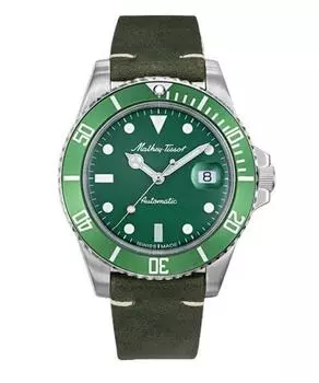 Mathey-Tissot Mathy Винтажный ремешок из натуральной кожи с зеленым циферблатом, автоматические мужские часы H901ATLV 100M зелёный