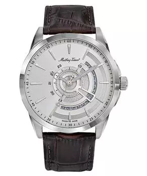 Mathey-Tissot Mondo Кварцевые мужские часы с кожаным ремешком и серебряным циферблатом H711AS серебряный