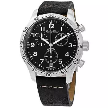 Mathey-Tissot Type 21 Flyback Chronograph кожаный ремешок черный циферблат кварцевые мужские часы H1821CHALNG чёрный