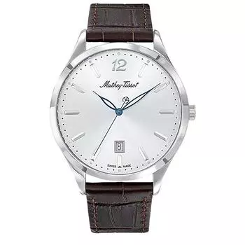 Mathey-Tissot Urban Кожаный ремешок Серебряный циферблат Кварцевые женские часы D411AS серебряный