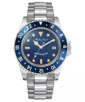 Mathey-Tissot Винтажные кварцевые мужские часы из нержавеющей стали с синим циферблатом H900ABU синий