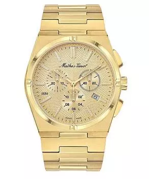 Mathey-Tissot Zeus Chrono Gold Tone Нержавеющая сталь Золотистый оттенок кварцевые часы H118CHPDI мужские золотой