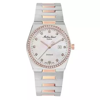 Mathey-Tissot Zeus Diamond Accents двухцветные кварцевые женские часы с белым циферблатом из нержавеющей стали D118SBI белый
