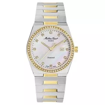 Mathey-Tissot Zeus двухцветный нержавеющая сталь перламутровый циферблат кварцевые женские часы D118SBYI мать жемчужного