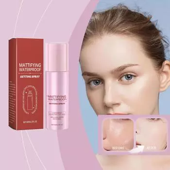 Матирующий водостойкий спрей для фиксации макияжа лица, невесомый финишный фиксирующий спрей, легкое увлажняющее средство для контроля жирности кожи (60мл)
