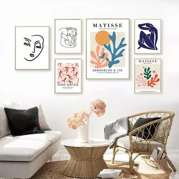 Матисс абстрактные цветы рисунок настенные художественные постеры скандинавский холст живопись печать декоративные картины для гостиной домашний декор 21x30cm No Frame