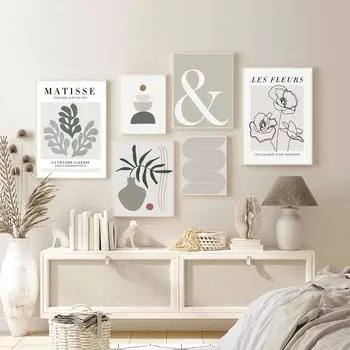 Матисс абстрактные цветы зеленый лист ваза настенная живопись на холсте плакаты на скандинавскую тему и принты настенные панно для декора гостиной 21x30cm No Frame