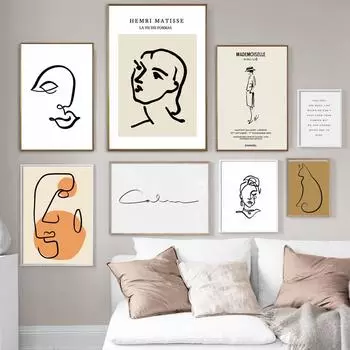 Матисс абстрактные линии настенный художественный постер скандинавский минимализм холст живопись рисунок тела картины для гостиной домашний декор 21cm30cm NoFrame