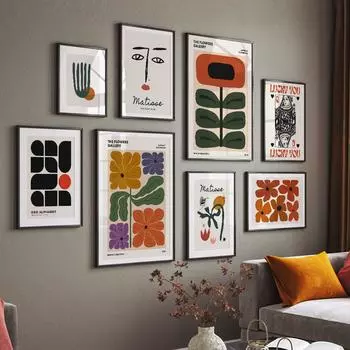 Матисс Баухауз цветочный рынок абстрактная линия лицо кошки настенная живопись холст картины постеры и принты картинки для декора гостиной A4 21X30cm No Framed