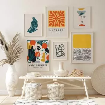 Матисс Бохо Цветочный рынок Плакаты Пикассо печатает Абстрактная картина на холсте Цветочная настенная живопись для гостиной Домашний декор 21x30cm No Framed
