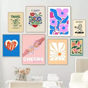 Матисс Цветочный рынок Девушка-кошка Птица Клубника Настенная живопись на холсте Плакаты и принты фотографии для гостиной домашний декор 21x30cm No Framed