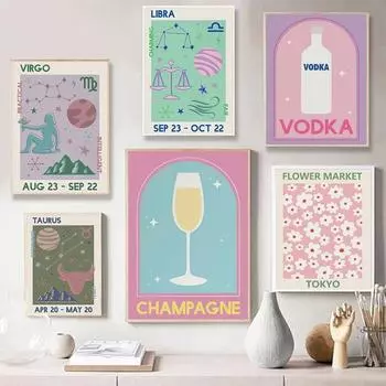 Матисс Цветочный рынок Холст Плакат Яёи Кусама Пикассо Созвездие Коктейль Настенная художественная печать Живопись Скандинавские картины Декор 21cm30cm NoFrame