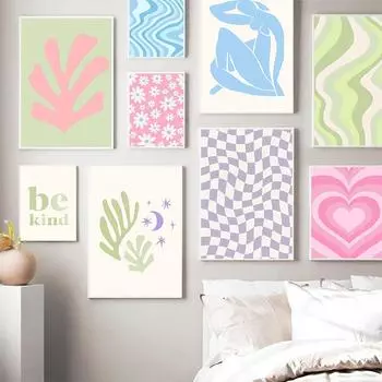 Матисс датские пастельные постеры абстрактная эстетика Баухаус холст картины цветы ретро комната настенные художественные картины для домашнего декора 21x30cm No Framed