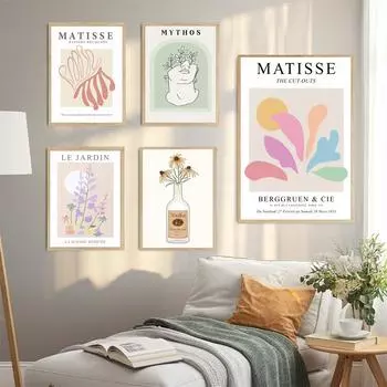 Матисс коралловый цветочный рынок бабочка мохито абстрактные постеры холст живопись и принты настенные художественные картинки для декора гостиной 21*30cm
