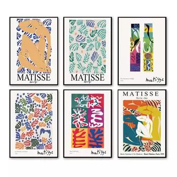 Матисс красочные абстрактные коралловые телесные линии растение женщина скандинавский стиль стены книги по искусству холст картины постеры и принты декор для гостиной 21cm30cm NoFrame