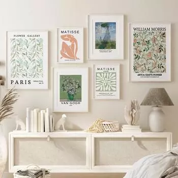 Матисс Моне постер Ван Гог художественный принт Уильям Моррис холст картина Цветочная галерея настенная картина для декора гостиной спальни 21x30cm No Framed