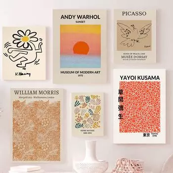 Матисс Пикассо Кит Яёи Кусама художественный принт абстрактный плакат цветочный рынок холст живопись скандинавская выставка настенная картина декор 21x30cm No Framed