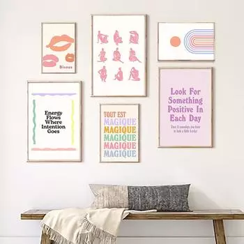 Matisse Abstract Rainbow Print Boho Retro Art Poster Danish Pastel Quote Canvas Painting Indie Room Home Decor Wall Pictures 21x30cm No Framed