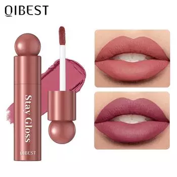 Матовая бархатная глазурь для губ, антипригарный, невыцветающий блеск для губ, долговечная, увлажняющая, легко окрашиваемая жидкая помада 1#
