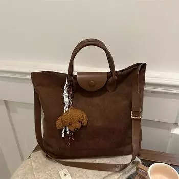 Матовая большая вместимость осенняя однотонная повседневная ретро-сумка-тоут сумка через плечо для поездок на работу