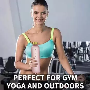 Матовая бутылка для воды 1000 мл пластиковый стакан для воды с крышкой матовая бутылка для питья для девочек с маркером времени чайная посуда для кухни 1000ml розовый