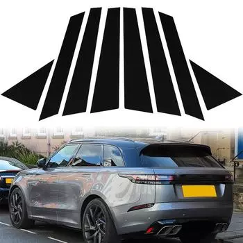 Матовая черная наклейка на центральную стойку двери автомобиля, окно, стойка BC, подходит для Land Rover Range Rover Velar 2019-2023 - 8 шт. матовый черный