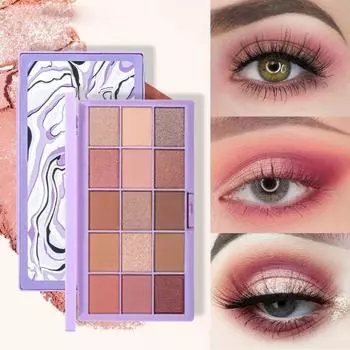 Матовая пластина для теней для век, 15 цветных блестящих теней для век, смешанная с прочным водонепроницаемым косметическим набором