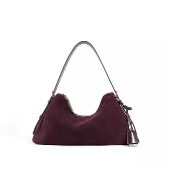 Матовая сумка-подушка из коровьей кожи женская 2025 новая сумка под мышку модная сумочка ретро на плечо большая вместимость бордовый