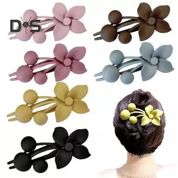 Матовая текстура, коготь для волос, цветочный декор, толстая тонкая заколка для волос, нескользящая матовая отделка, большая заколка для волос на затылке, аксессуары для волос розы красного