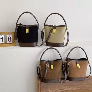 Матовая текстура модная PU замок ретро простая сумка через плечо портативная сумка-ведро для женщин коричневый