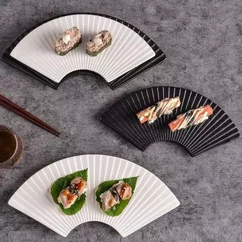 Матовая веерообразная тарелка для суши Посуда для японской кухни Поднос для десертов Набор для западной кухни Тарелка в форме тарелки Керамический поднос
