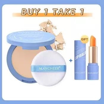 Матовая водостойкая фиксирующая пудра для лица с контролем жирности кожи + матовая помада для губ