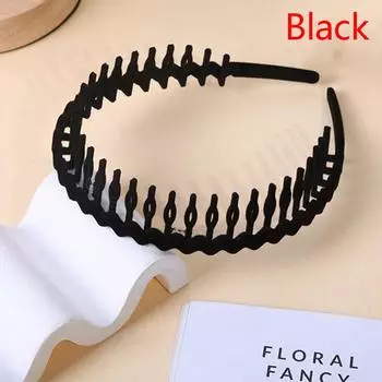 Матовая волна простая флокированная повязка для волос женская бархатная повязка для мытья лица повязка на голову зубчатая противоскользящая повязка для волос головной убор подарок для девочки чёрный