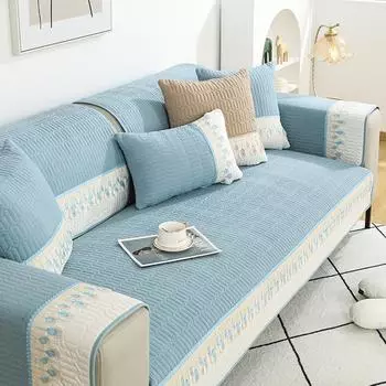 Матовая всесезонная универсальная противоскользящая подушка для сиденья и пылезащитная ткань, простой современный чехол для дивана 70x70cm коричневый