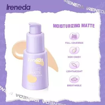 Матовая жидкая основа Ireneda, водостойкая, долговечная, увлажняющая, безупречная, с полным покрытием, легкий консилер для лица, макияж