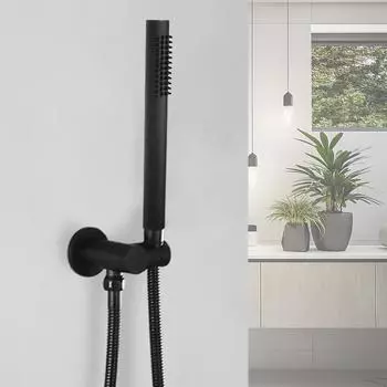 Матово-черная круглая/квадратная латунная душевая лейка с регулируемым держателем для душа и 1,5-метровым шлангом из нержавеющей стали Аксессуары для ванной комнаты