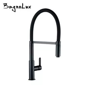 Матово-черный кухонный смеситель для мойки с распылительной головкой, высокая арка, одно отверстие, одна ручка, выдвижной смеситель, док-станция для кухни