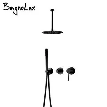 Матово-черный смеситель для душа 8-16 душевая лейка для ванной комнаты встраиваемый смеситель для душа потолочный кронштейн смеситель для душа настенный скрытый клапан 8 inch