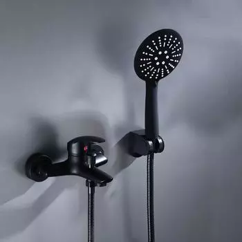 Матово-черный смеситель для душа для ванной комнаты, смеситель для душа, регулирующий клапан, водопроводный кран, настенное крепление для ванны, комплект ручных душевых леек