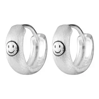 Матовое лицо со смайликом, серьги-пряжки для ушей, простые нейтральные парные серьги, серьги, холодный стиль, модная улыбка, серьги с выражением. Copper (silver)