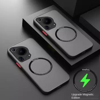 Матовое металлическое кольцо для MagSafe, магнитный чехол для беспроводной зарядки для Huawei Pura 70 ultra 70 Pro Plus, защитный противоударный чехол pura 70ULTRA чёрный