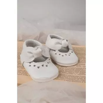 Матовые белые детские лоферы из натуральной кожи с принтом Lily Heart