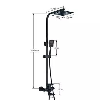 Матовые черные душевые системы с 30-дюймовой насадкой для тропического душа, 3-функциональные наборы смесителей для душа с латунным клапаном, набор для душа чёрный