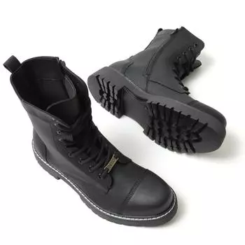 Матовые черные сапоги для мужчин Не кожа на молнии и на шнуровке Зимний сезон Зима до щиколотки Теплая удобная обувь высокого качества Джентльменская базовая CH009