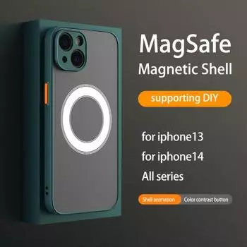 Матовые чипы NFC Функция вибрации Мобильная прошивка Цветные кнопки Гальваническое покрытие Чехол для телефона Магнитный защитный чехол для телефона for iPhone 13 чёрный