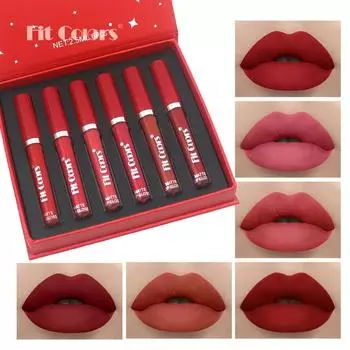 Матовые цвета, не прилипающие к чашке, 6 коробок для губ Lipcost, жидкая губная помада Fog Velvet A