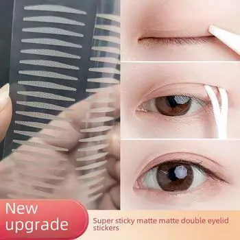 Матовые невидимые двойные наклейки для век для женщин — телесного цвета, сеточка, самоклеящиеся, естественный вид. 4 mixed styles - 200 stickers (5 sheets)