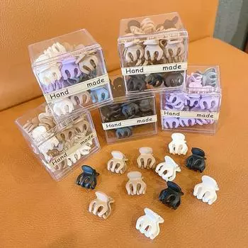 матовые пластиковые мини-заколки для волос с когтями для маленьких девочек, милые маленькие заколки для волос, заколки, головные уборы, модные аксессуары beige 10pcs/Box